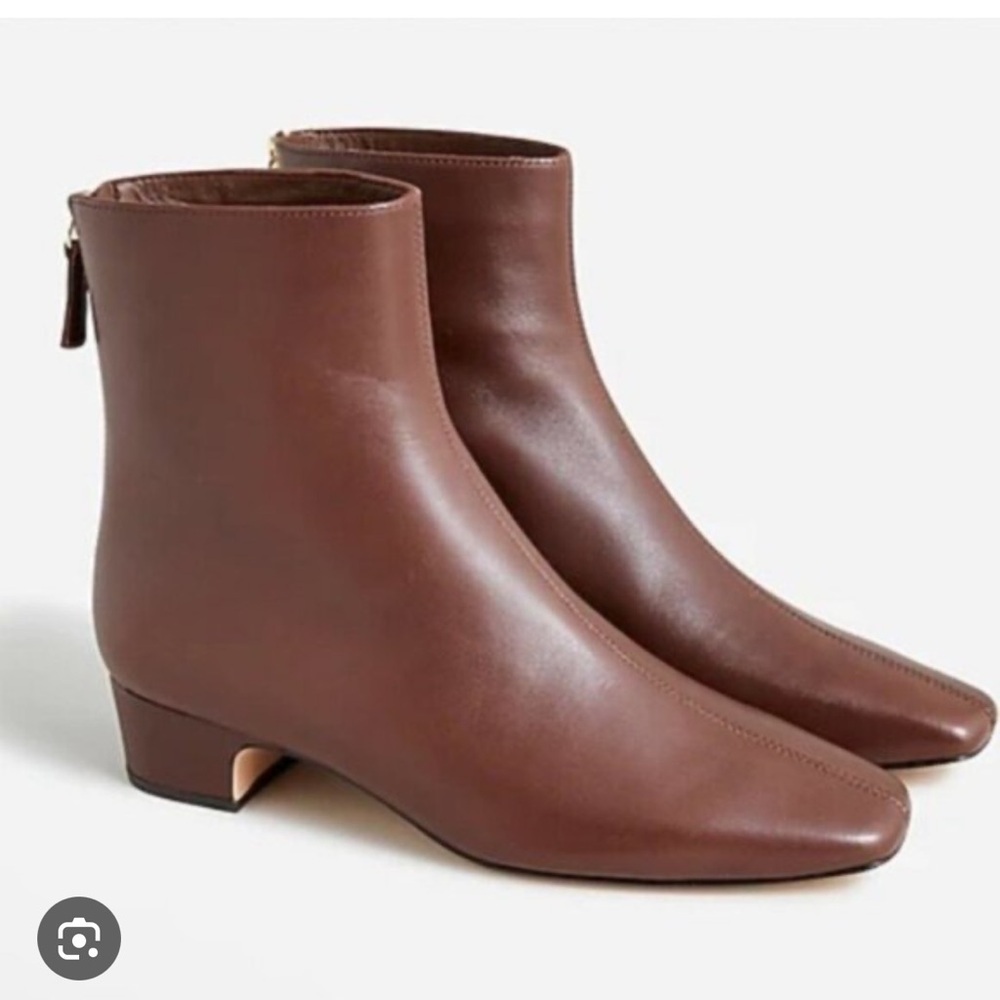 J. Crew Roxie back-zip kitten ankle Leather boots w/box - Color: Rich Hickory